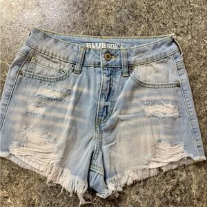 Blue Spice Blue Jean Shorts Distressed High-Waisted